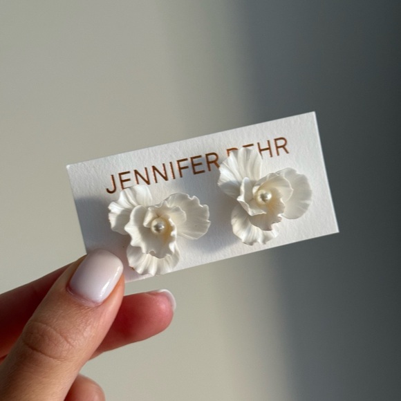 Jennifer Behr Karissa Cream Floral Earrings